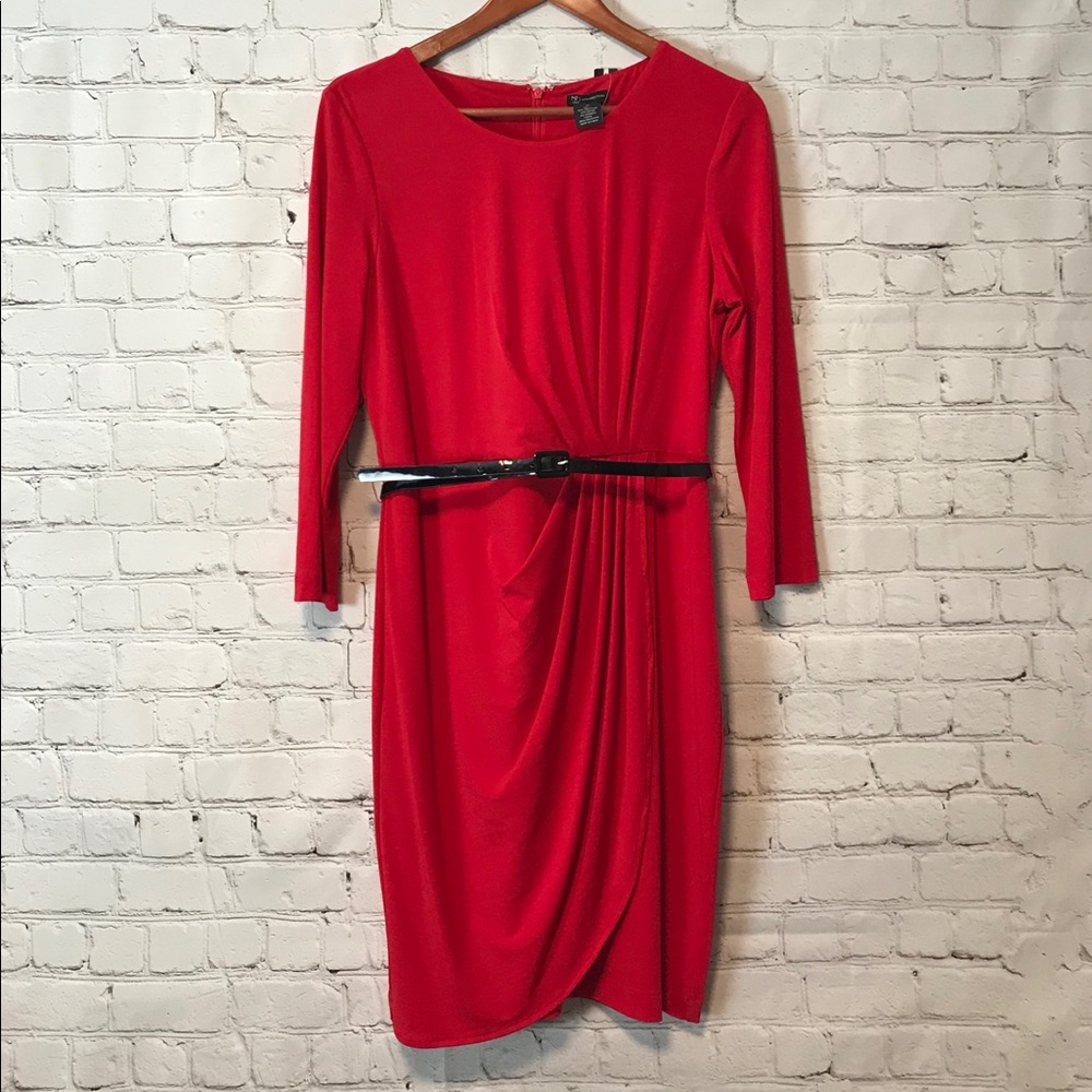 NWT New Directions Red Dress W/ Belt
